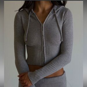 Frankie’s Bikinis Aimee Zip Up Hoodie in Rain Cloud size M